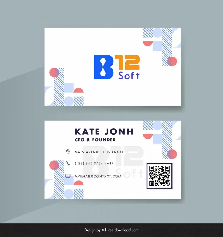 business card template template elegant flat texts decor