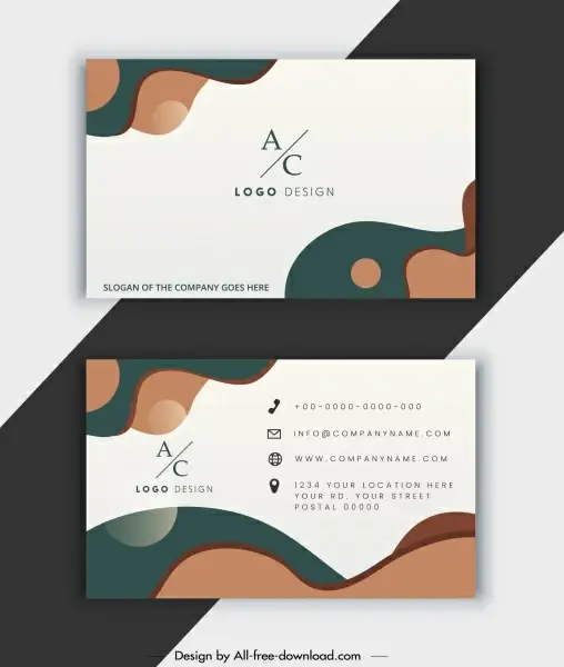 business card template text logo abstract curves decor