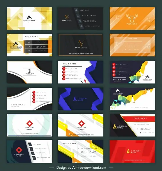 business card templates collection modern colorful elegant design