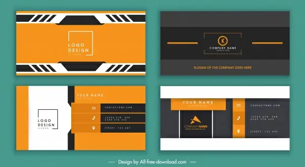 business card templates colored flat technology design