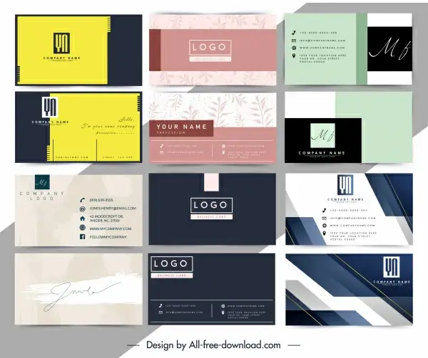 business card templates colored modern decor