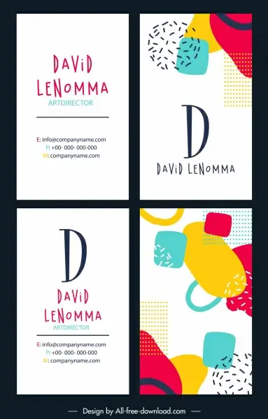 business card templates colorful flat abstract handdrawn sketch