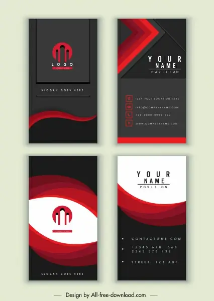 business card templates dark red black elegant design