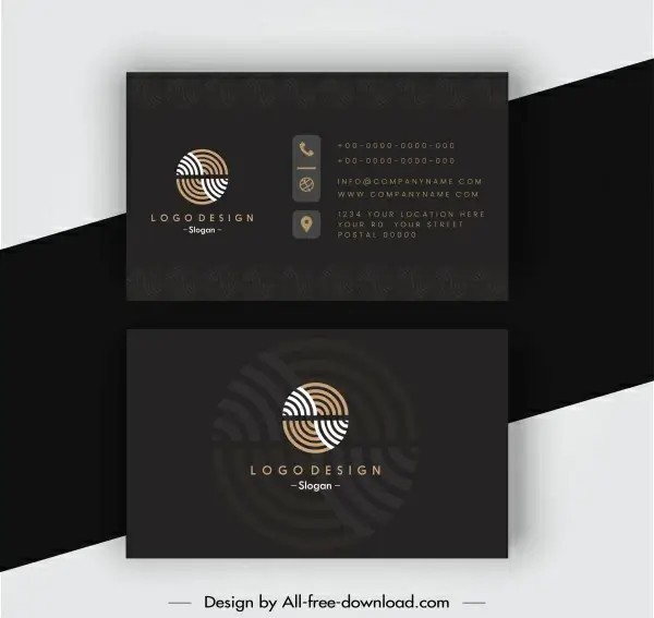 business card templates elegant dark black circles logotype