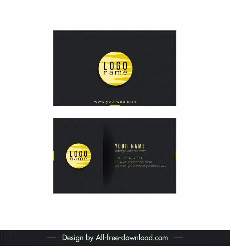 business card templates elegant dark contrast flat design