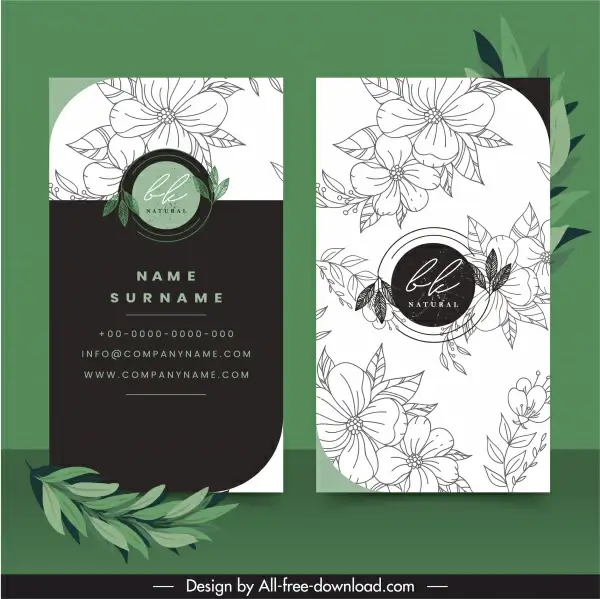 business card templates elegant handdrawn petals decor