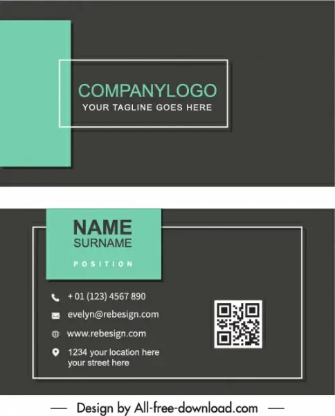 business card templates flat plain dark bright decor