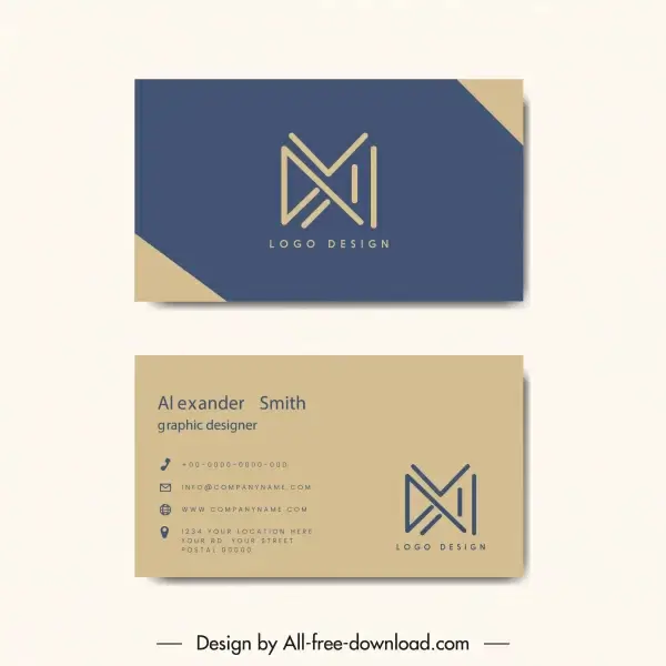 business card templates lines logotypes plain decor