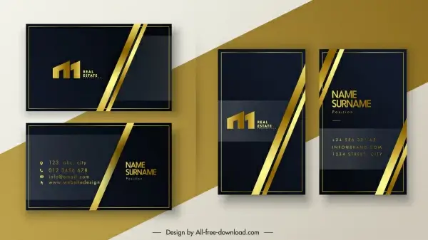 business card templates luxury elegant black golden decor