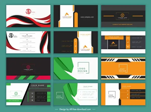 business card templates modern colored design