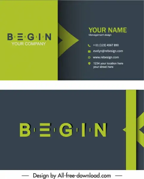 business card templates modern contrast flat texts decor
