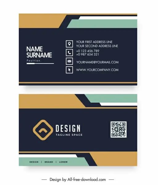 business card templates modern contrast technology decor