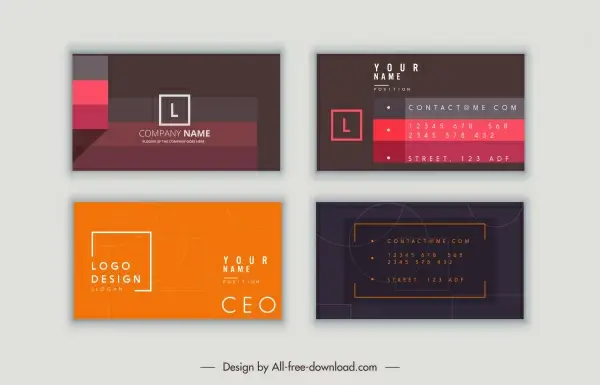 business card templates modern simple dark flat decor