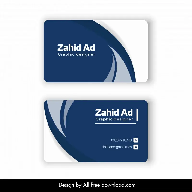 business card zahid ad template elegant curves decor