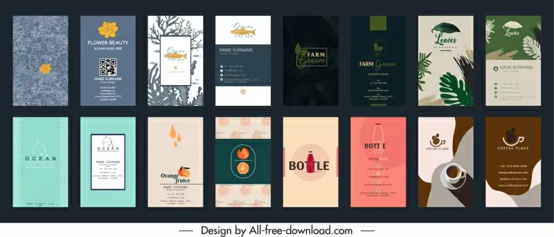 business cards templates collection nature elements themes decr 