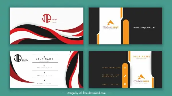 business cards templates swirled plain contrast colored design