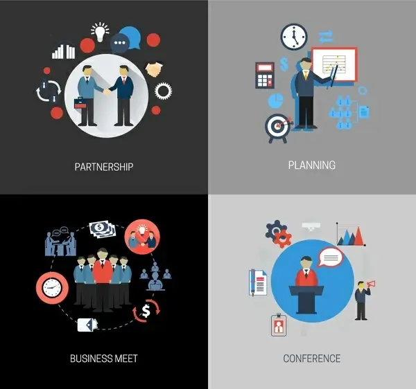 business concepts isolated with various flat illustration
