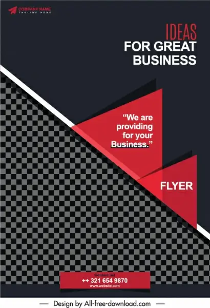 business flyer cover template modern dark checkered geometry