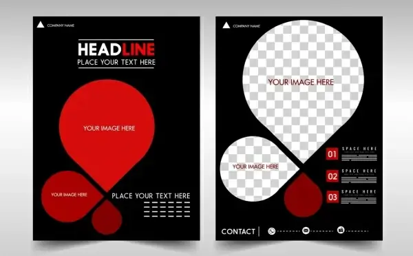 business flyer rounded shapes red checkered decor