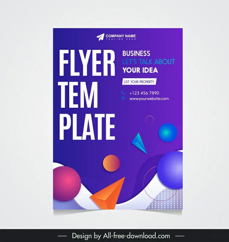 business flyer template dynamic 3d geometric objects