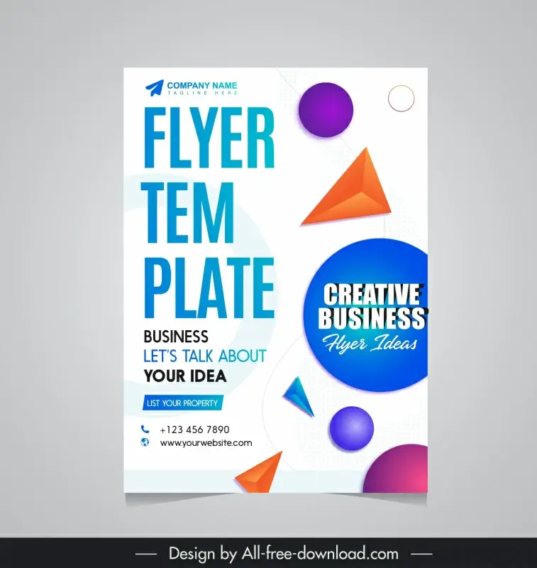 business flyer template dynamic 3d geometric shapes 