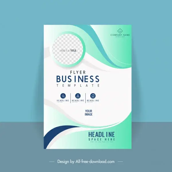 business flyer template elegant bright checkered curves decor