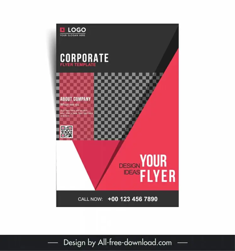 business flyer template modern 3d geometric checkered 