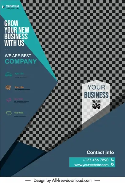 business flyer template modern dark checkered geometric decor