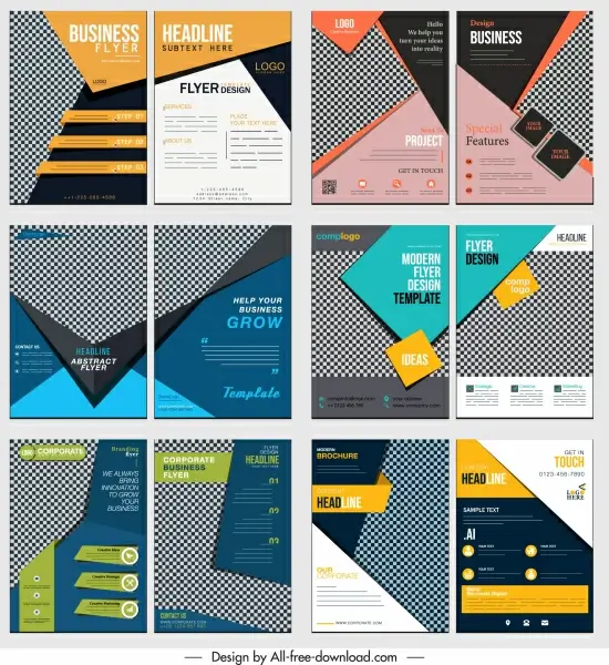 business flyer templates collection colorful modern decor