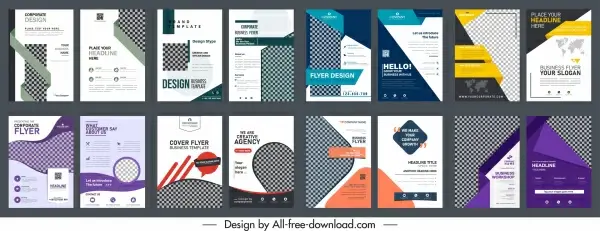 business flyer templates collection elegant modern checkered decor