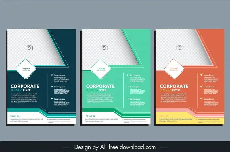 business flyer templates collection elegant modern geometric shapes