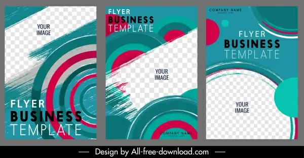 business flyer templates colorful circles checkered decor