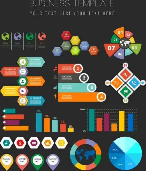 business graph design elements multicolored shapes