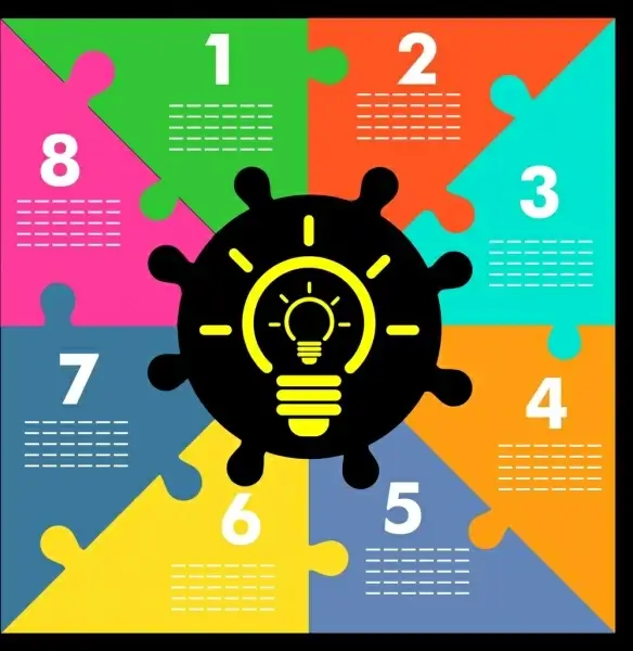 business idea infographic lightbulb icon puzzle joints background