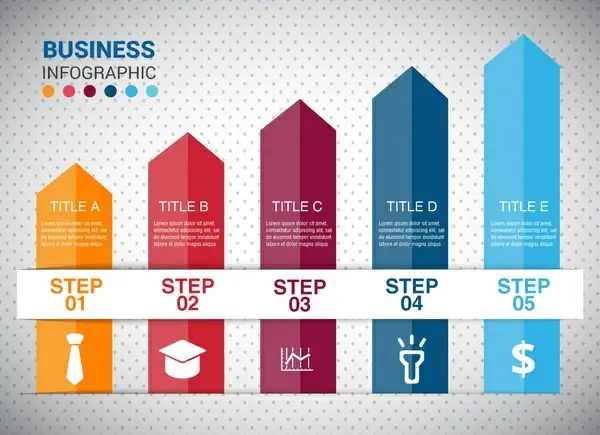 business infographic design with arrow columns chart