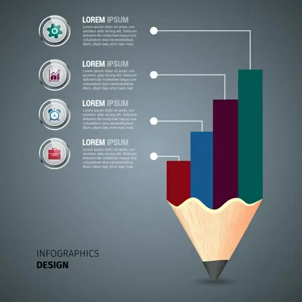 business infographic template colored pencil and chart decoration