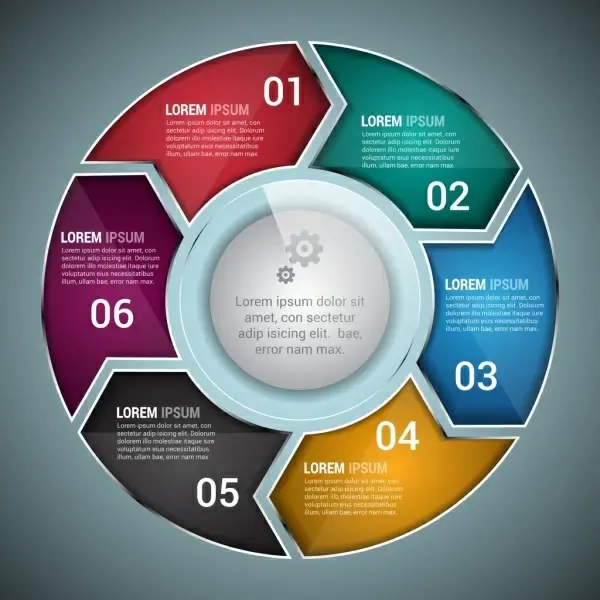 business infographic template colorful shiny circles decoration