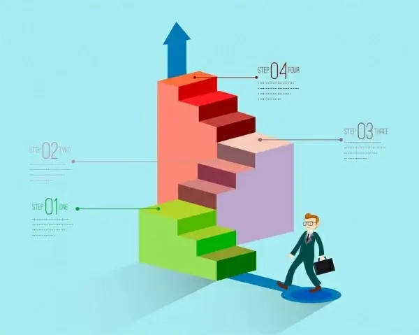 business infographic template staircases icons 3d design