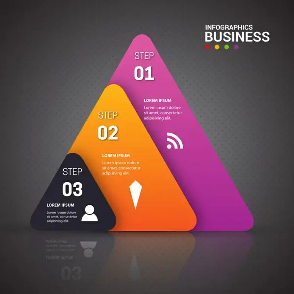 business infographic with colored triangles illustration