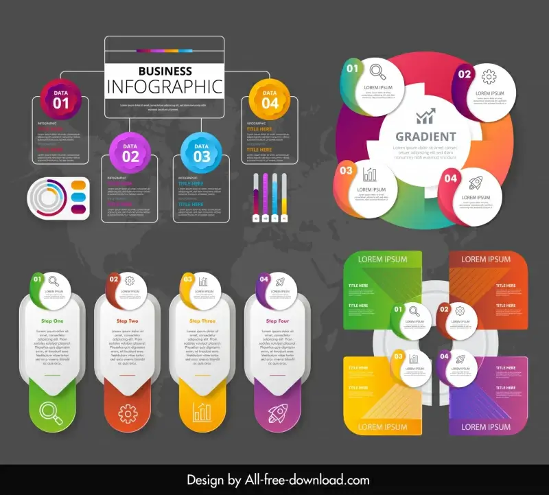 business infographics template elegant contrast geometric charts shapes 