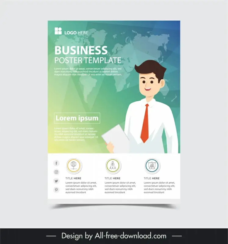 business poster template elegant cartoon global map