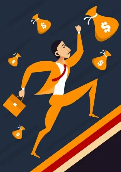 business success concept background businessman money icons
