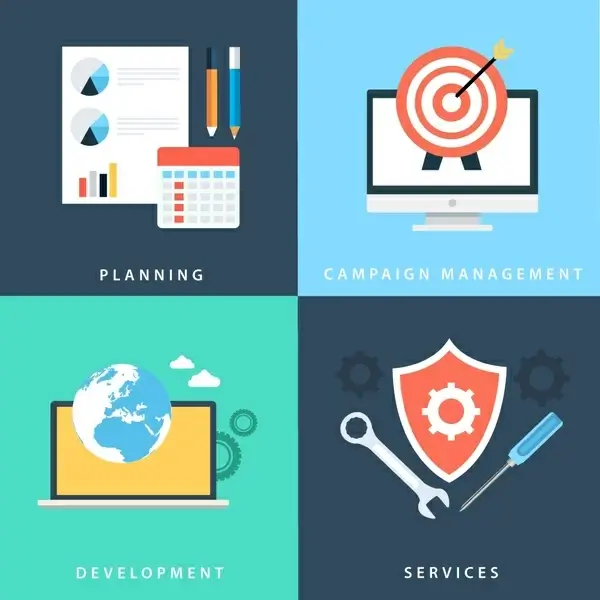 business success concepts with various elements illustration