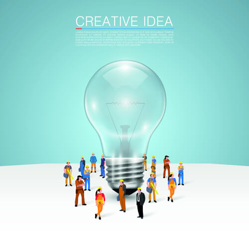 business team creative vector illustration set