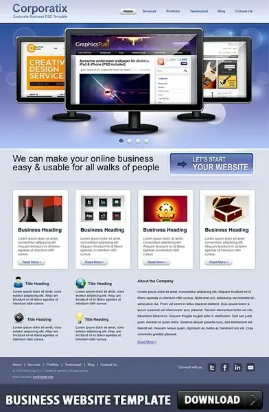 Business Website Free PSD Template