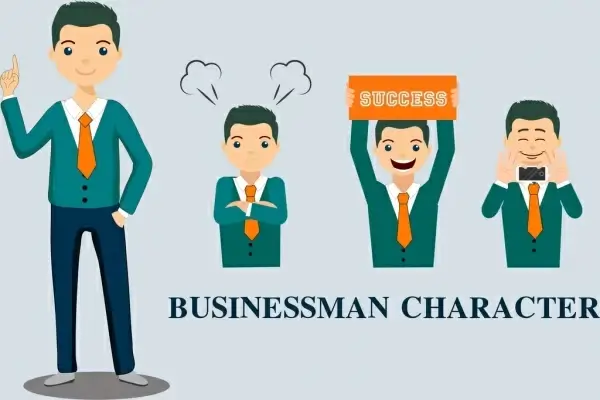 businessman character icons emotional design colored cartoon