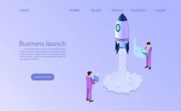 businessman start to launch a space rocket business start up concept flat 3d isometric