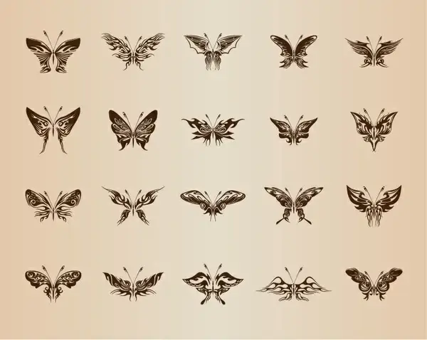 butterflies for design vector set