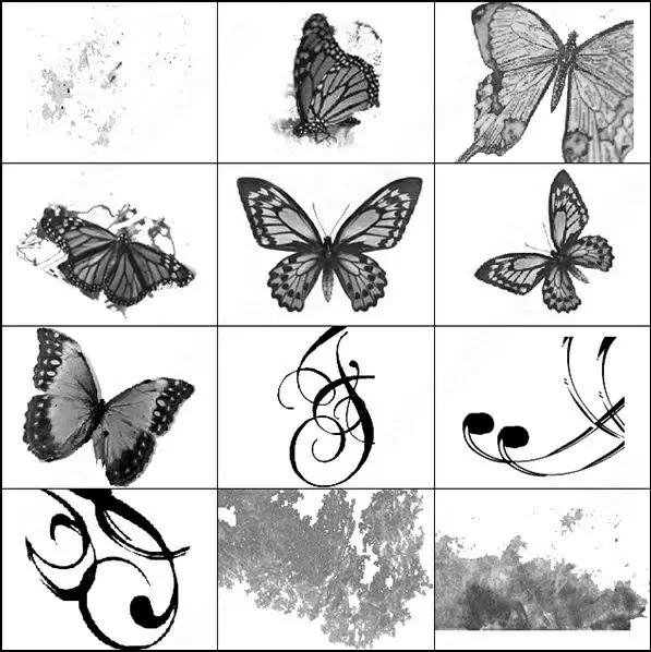 butterflies, swirls and dirty brush