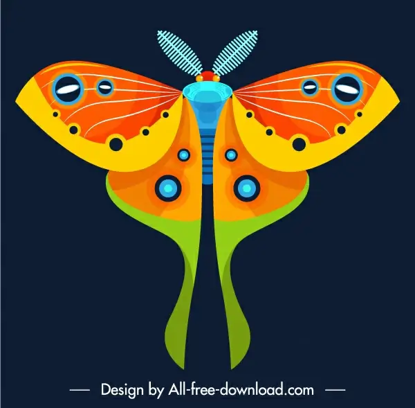 butterfly insect icon colorful flat symmetric decor